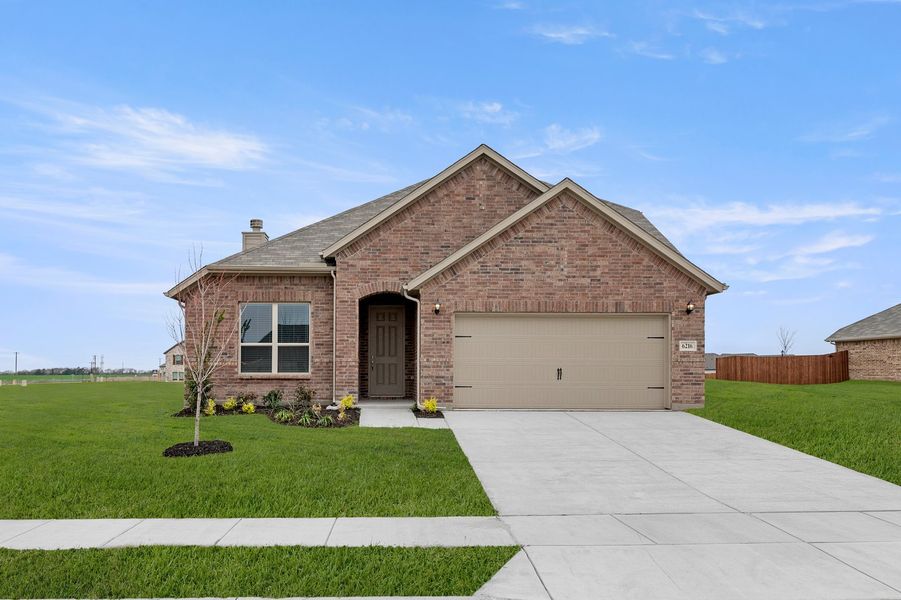 Front exterior of a new home in Mercer Meadows, Royse City, TX, highlighting curb appeal (Image 1). Front exterior of a new home in Mercer Meadows, Royse City, TX, highlighting curb appeal (Image 1).