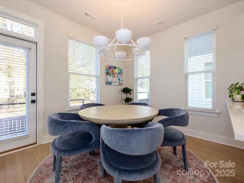 Spacious dining room with access to the balcony.
