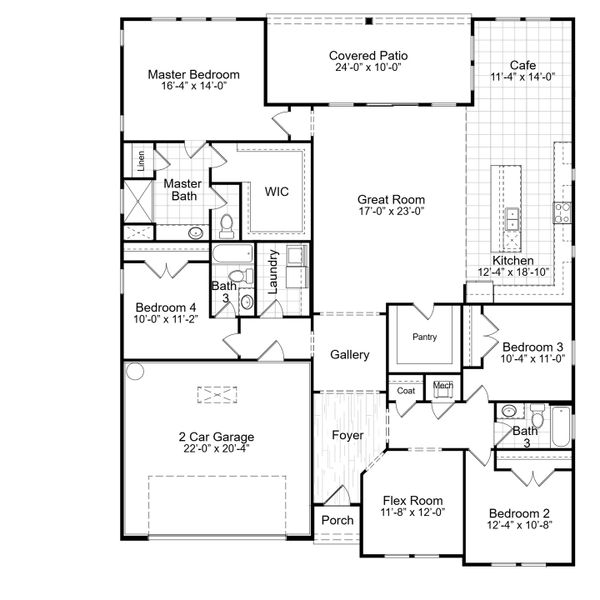 2D floor plan layout for the Ormond by Hunter Quinn Homes in Palm Coast Homes, Palm Coast, FL (Image 3). 2D floor plan layout for the Ormond by Hunter Quinn Homes in Palm Coast Homes, Palm Coast, FL (Image 3).