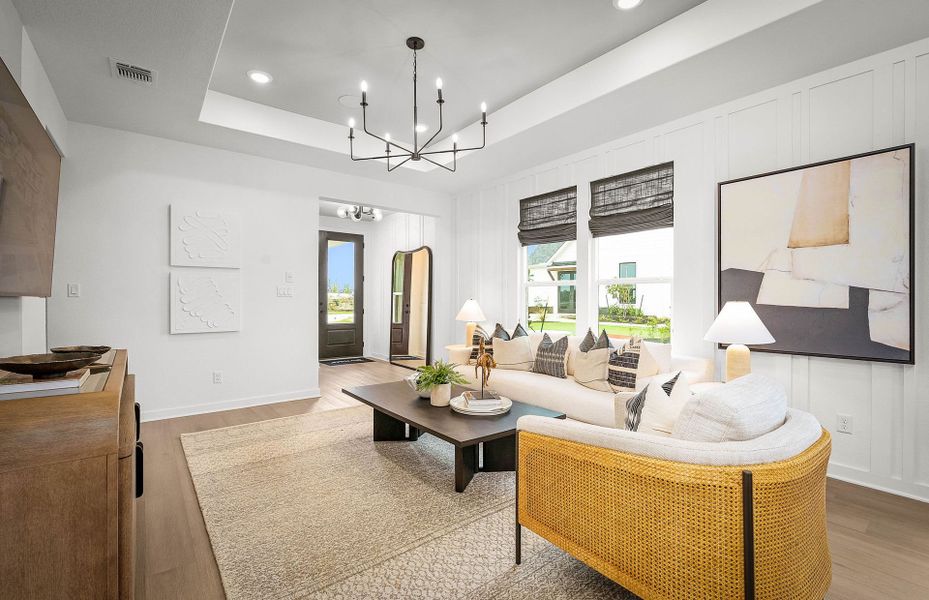 Representative furnished interior of a home built from the Compass by Del Webb in Del Webb Austin at Lost Pines, Bastrop (Image 9).