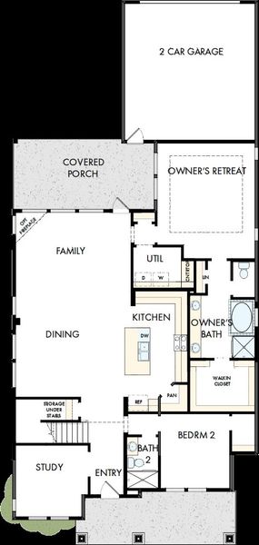 2D floor plan layout of this home in Riceland - Enclave Row Collection, Mont Belvieu, TX (Image 5).