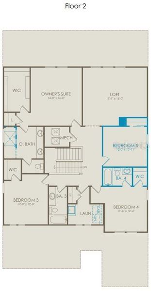 2D floor plan layout of this home in Parkside Trails, Clermont, FL (Image 2).