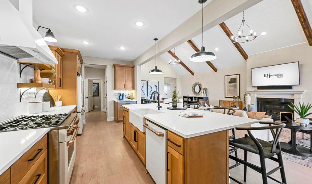 Kitchen overlooks great room