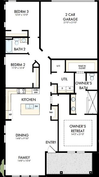 2D floor plan layout of this home in Westerly Park at Wildlight – Plaza Collection, Yulee, FL (Image 2). 2D floor plan layout of this home in Westerly Park at Wildlight – Plaza Collection, Yulee, FL (Image 2).