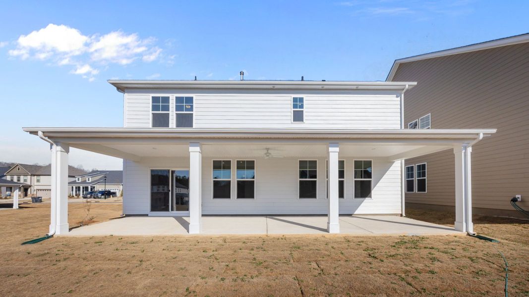 The Burton Plan by DRB homes at Lakeside Glen, in York SC -Rear Porch