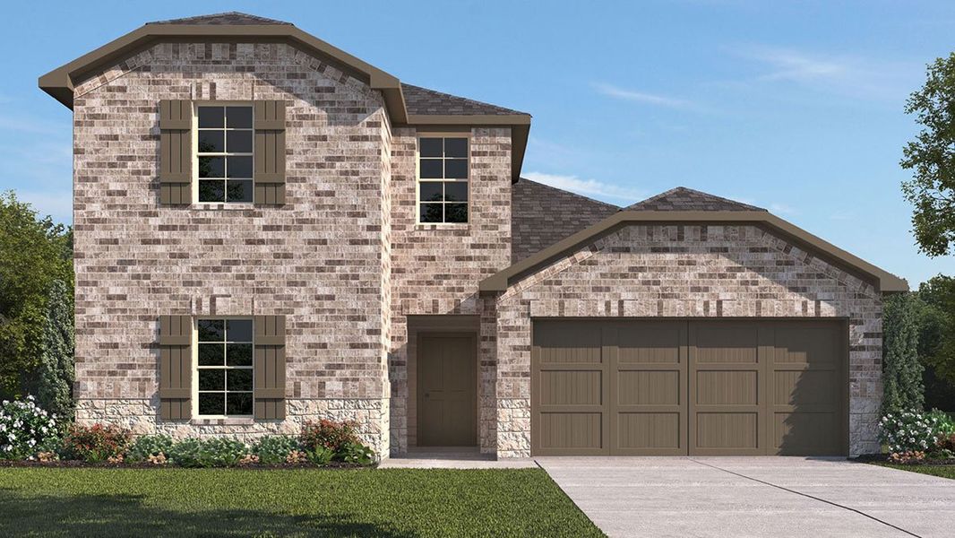Representative exterior photo of a completed home built from the MIDLAND by D.R. Horton in Evergreen, Rosenberg, TX (Image 2).