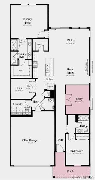 Additional Highlights Include: Study in place of bedroom 3, and glass door at study.