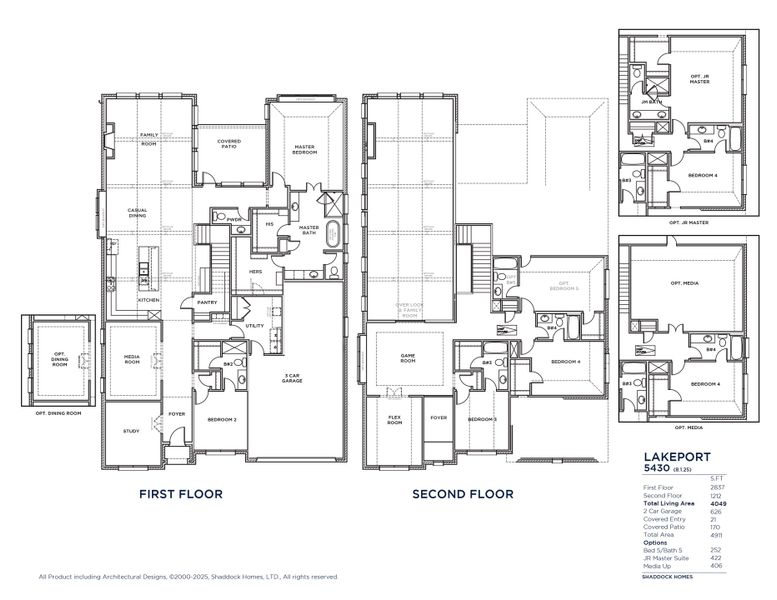 2D floor plan layout for the Lakeport - SH 5430 by Shaddock Homes in Custer Ridge Estates, Allen, TX (Image 3). 2D floor plan layout for the Lakeport - SH 5430 by Shaddock Homes in Custer Ridge Estates, Allen, TX (Image 3).