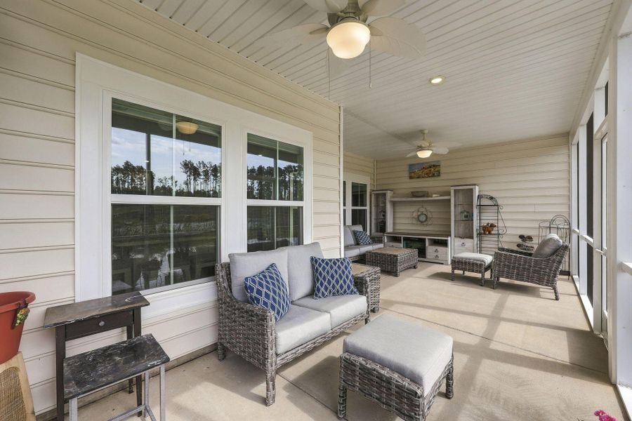 Exterior details and patio area of a home in Horizons at Summers Corner | 55+, Summerville (Image 26).