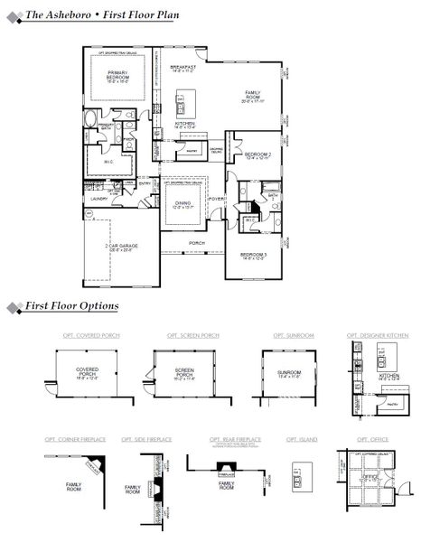 2D floor plan layout for the Asheboro by Eastwood Homes in Weddington, Benson, NC (Image 3).