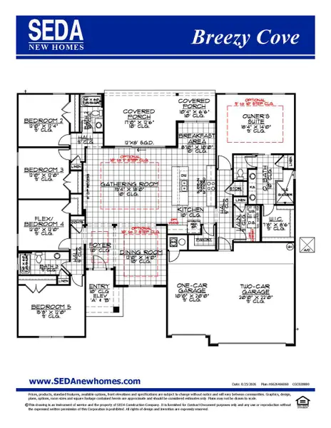 2D floor plan layout for the Breezy Cove by SEDA New Homes in Katie Cove, Jacksonville, FL (Image 3).
