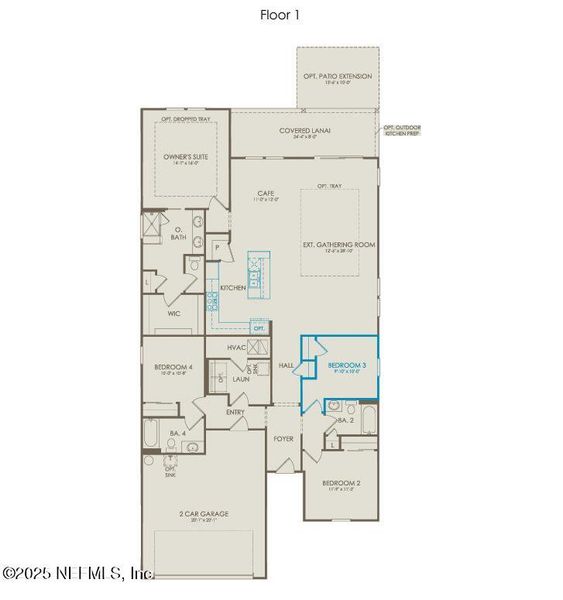2D floor plan layout of this home in Murray Farms, Middleburg, FL (Image 3).