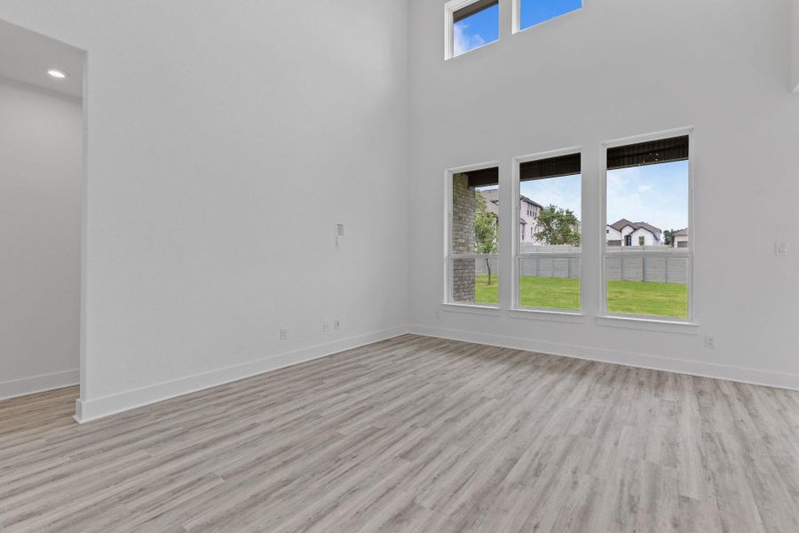 Family Room with soaring ceiling