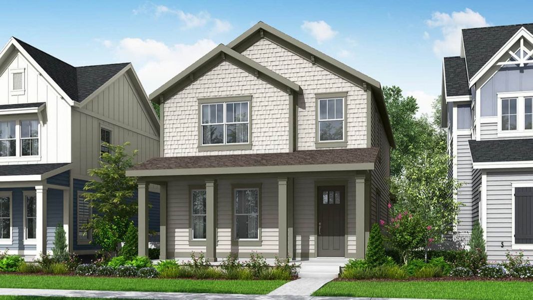 Front exterior of a new home in Westerly, Erie, CO, highlighting curb appeal (Image 6). Front exterior of a new home in Westerly, Erie, CO, highlighting curb appeal (Image 6).