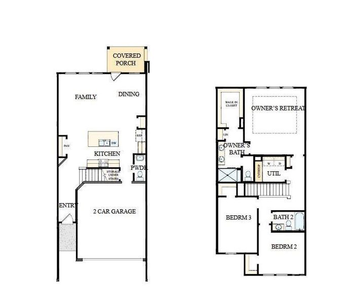 2D floor plan layout of this home in Westview Towns, Waxhaw, NC (Image 2).