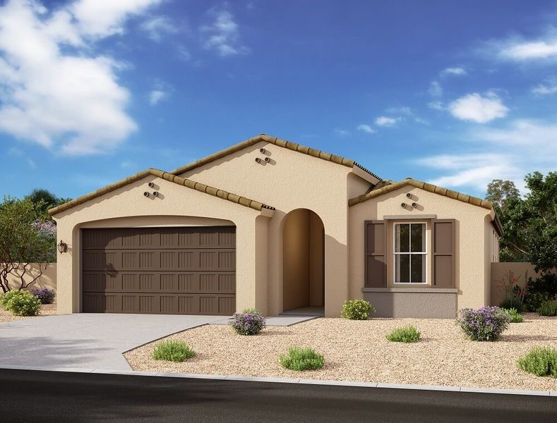 Front exterior of a home in the Aurora II at Eastmark community, located in Mesa, AZ (Image 8). Front exterior of a home in the Aurora II at Eastmark community, located in Mesa, AZ (Image 8).