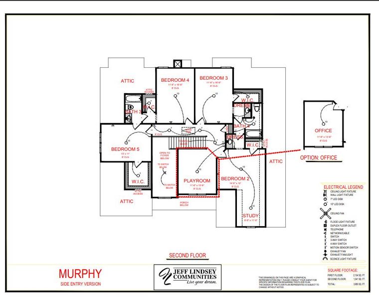 2D floor plan layout for the Murphy F by Jeff Lindsey Communities in Bernhard Farms, Fayetteville, GA (Image 3).