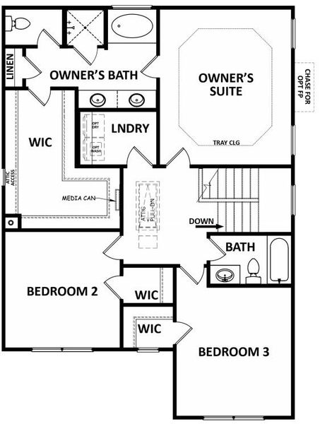 2D floor plan layout for the (GA)The Jefferson | Front Entry by Reliant Homes in Harmony Farms, Eatonton, GA (Image 4).
