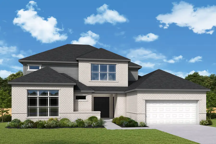 Representative exterior photo of a completed home built from the The Hibiscus by David Weekley Homes in Cross Creek West, Fulshear, TX (Image 2).