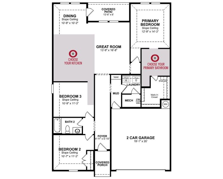 2D floor plan layout for the Sierra by Beazer Homes in The Villages of Hurricane Creek, Anna, TX (Image 3).