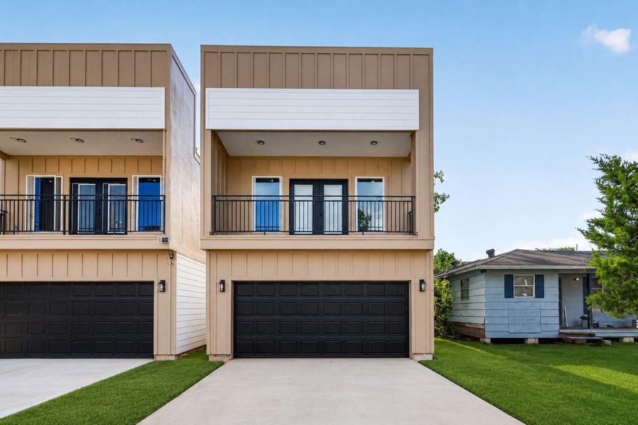 Front exterior of a new home in , Houston, TX, highlighting curb appeal (Image 1). Front exterior of a new home in , Houston, TX, highlighting curb appeal (Image 1).
