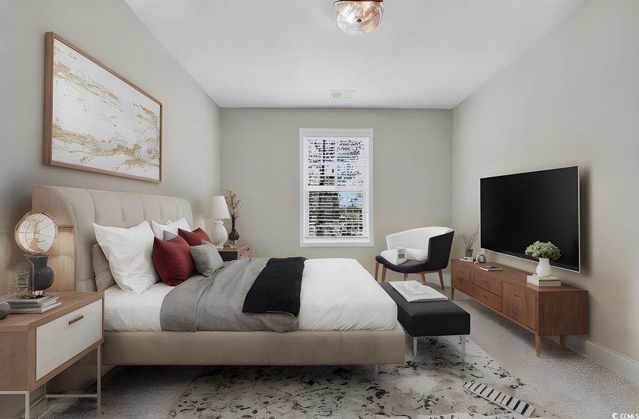Bedroom with visible vents and baseboards
