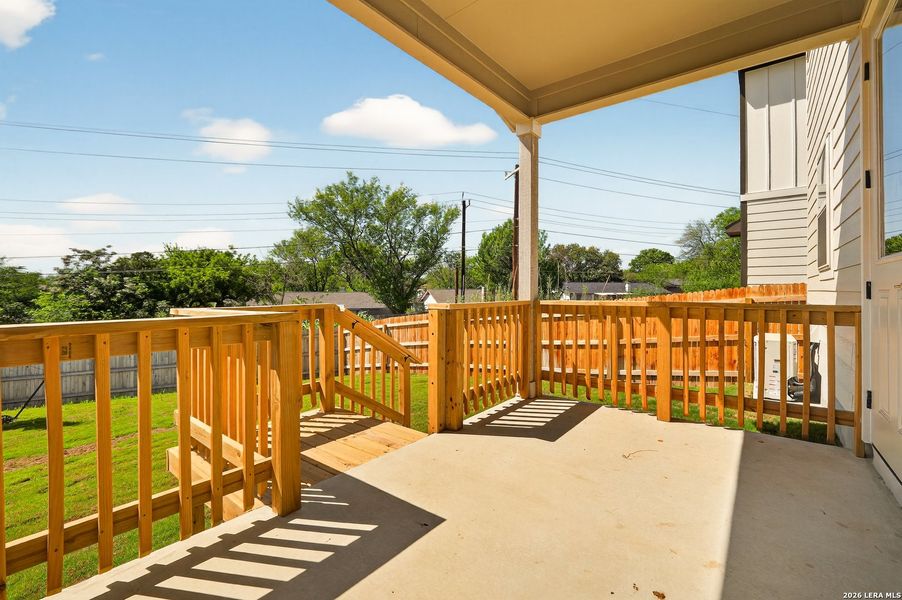 Exterior details and patio area of a home in Trilogy Grove, San Antonio (Image 3).
