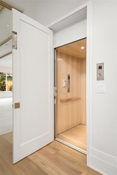 Private elevator providing seamless access to all three levels