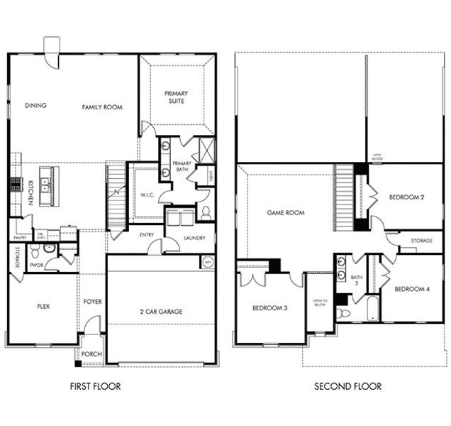 2D floor plan layout of this home in Arcadia Ridge - Classic Series, San Antonio, TX (Image 3).