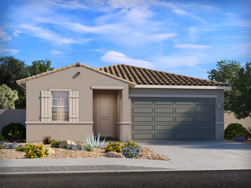 Representative exterior photo of a completed home built from the Pearl by Meritage Homes in Las Patrias at Star Valley Phase III - Premier Series, Tucson, AZ (Image 12). Representative exterior photo of a completed home built from the Pearl by Meritage Homes in Las Patrias at Star Valley Phase III - Premier Series, Tucson, AZ (Image 12).