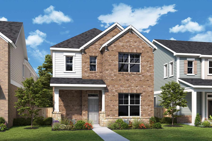 Representative exterior photo of a completed home built from the The Gunderson by David Weekley Homes in Jubilee 35', Hockley, TX (Image 10).