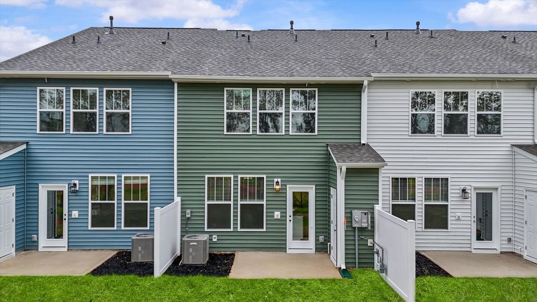 Two story townhome with rear shed at Ransdell Pointe by DRB Homes in Spartanburg, SC Two story townhome with rear shed at Ransdell Pointe by DRB Homes in Spartanburg, SC