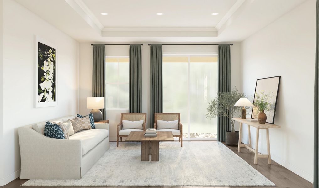 Furnished interior view inside a new home in K. Hovnanian's® Four Seasons at Lakes of Cane Bay, Summerville (Image 8).