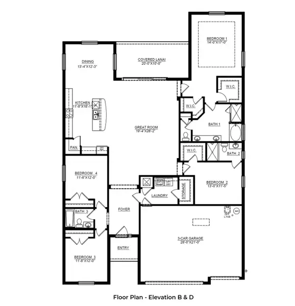 2D floor plan layout for the Hawthorne by D.R. Horton in Rye Crossing, Parrish, FL (Image 3). 2D floor plan layout for the Hawthorne by D.R. Horton in Rye Crossing, Parrish, FL (Image 3).