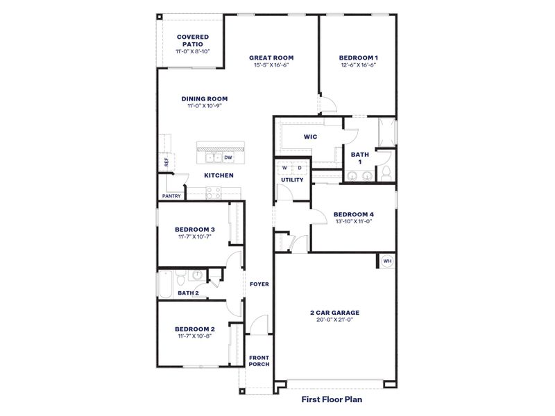 2D floor plan layout of this home in Zanjero Pass, Waddell, AZ (Image 2).