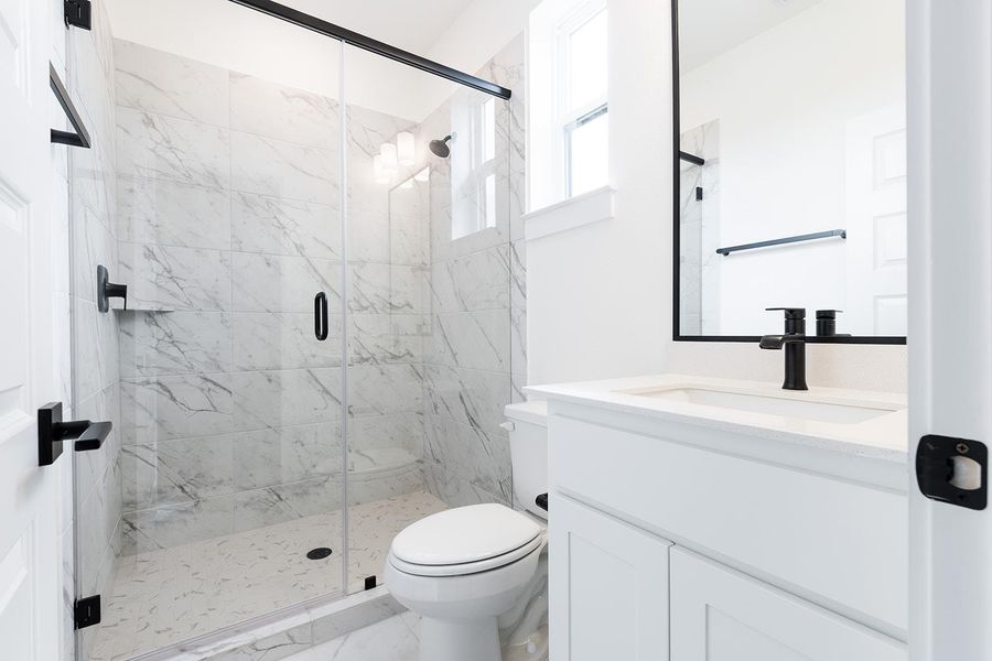 Secondary bathroom with walk in shower Secondary bathroom with walk in shower