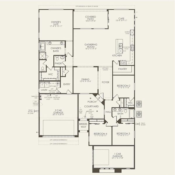 2D floor plan layout for the Ravenna by Pulte Homes in Upper Canyon, Phoenix, AZ (Image 3).