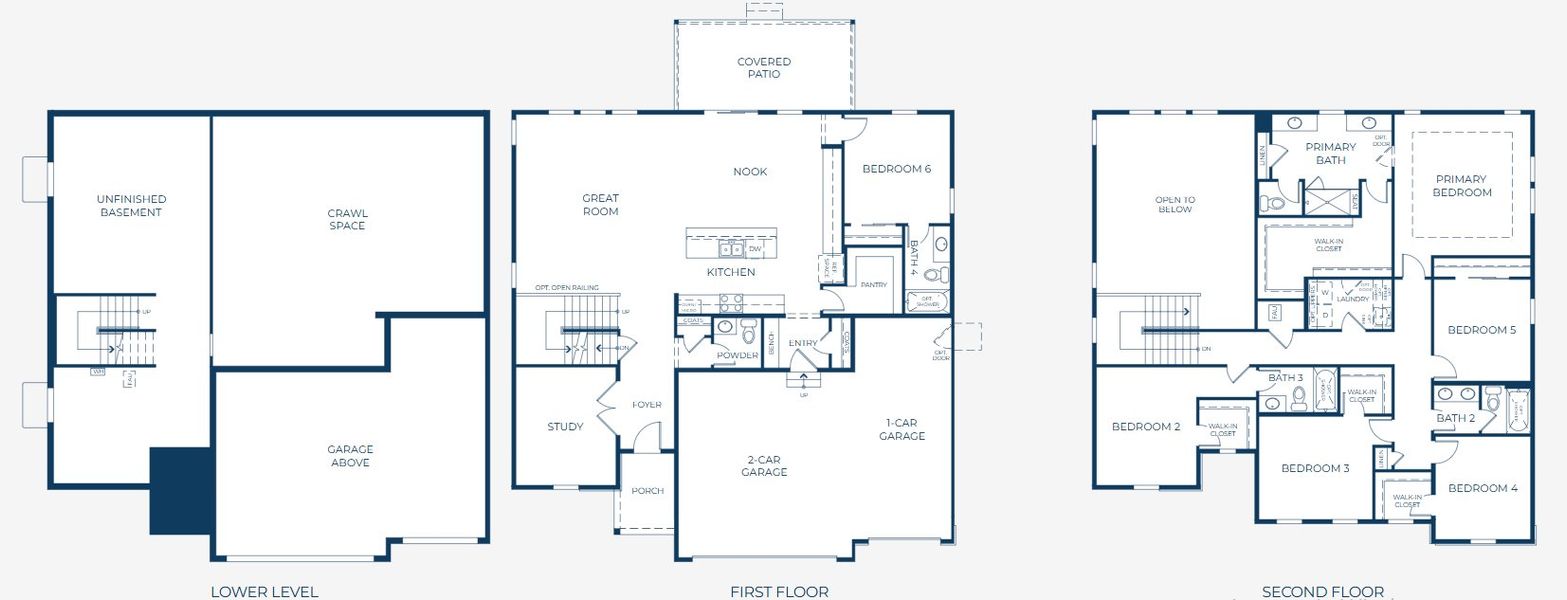 2D floor plan layout for the 5006 by New Home Co. in The Estates Collection at Murphy Creek, Aurora, CO (Image 3).