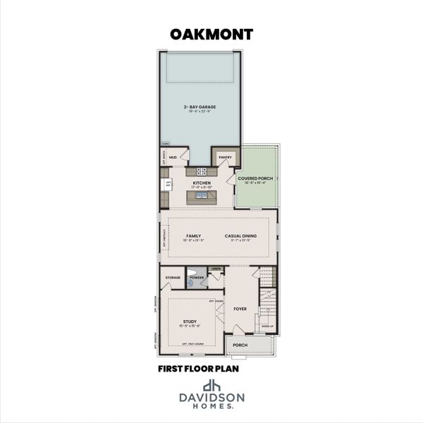 2D floor plan layout for the The Oakmont A by Davidson Homes LLC in Bradshaw Farms, Mount Juliet, TN (Image 3).