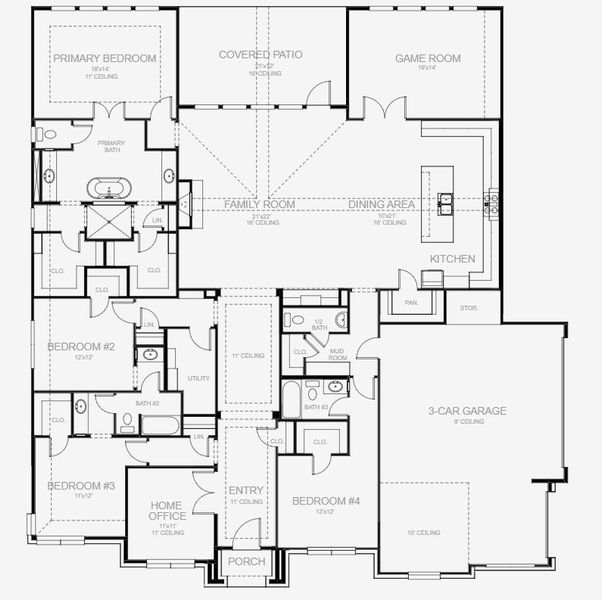2D floor plan layout for the 3317A by Perry Homes in Enchanted Creek 1 Acre, Allen, TX (Image 3). 2D floor plan layout for the 3317A by Perry Homes in Enchanted Creek 1 Acre, Allen, TX (Image 3).
