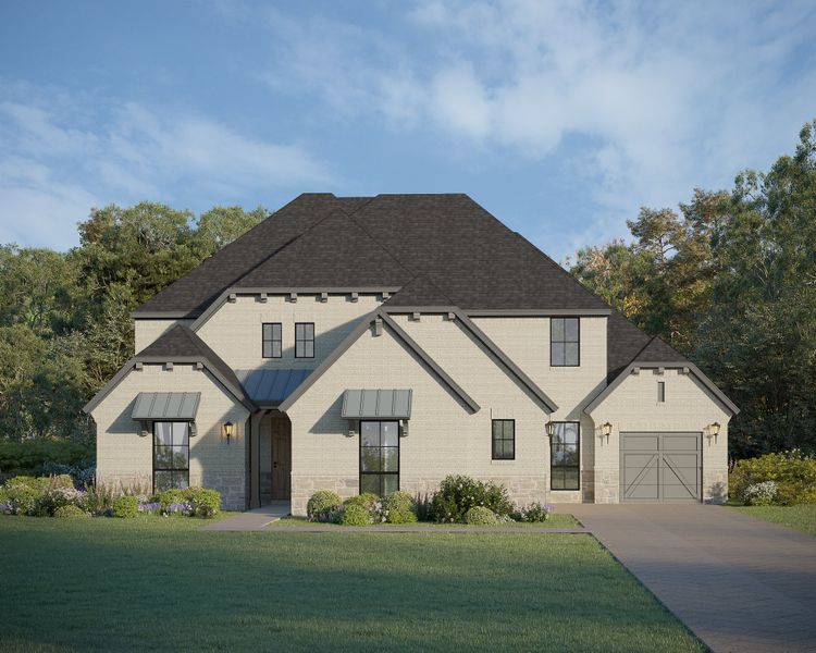 Plan 855 Elevation B w/ Stone