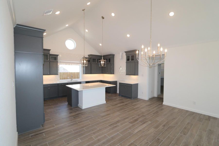 View of kitchen and dining area View of kitchen and dining area