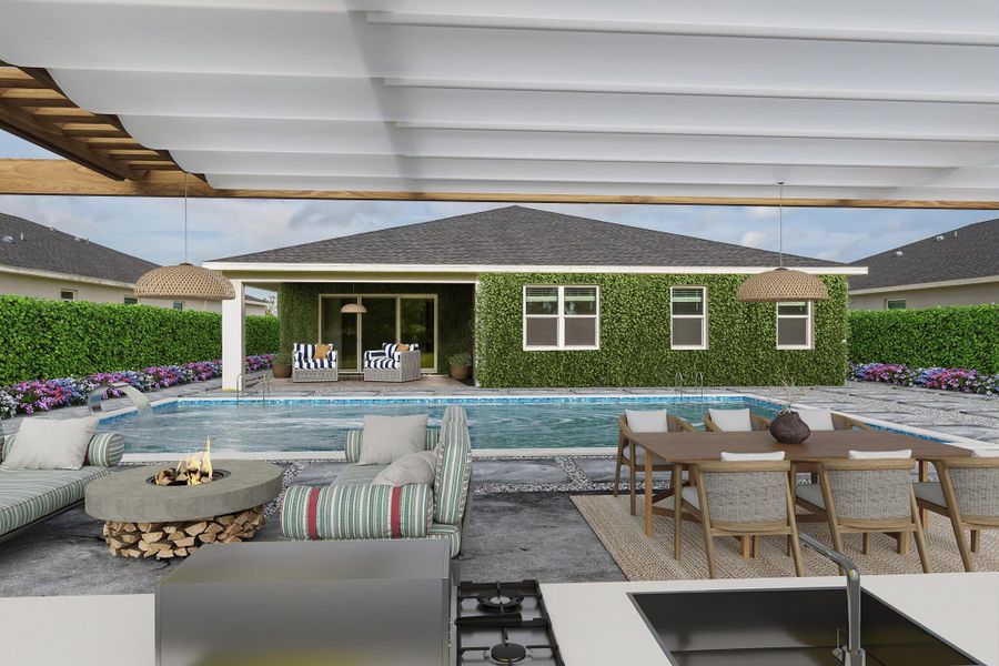 Virtual rendering of backyard Virtual rendering of backyard