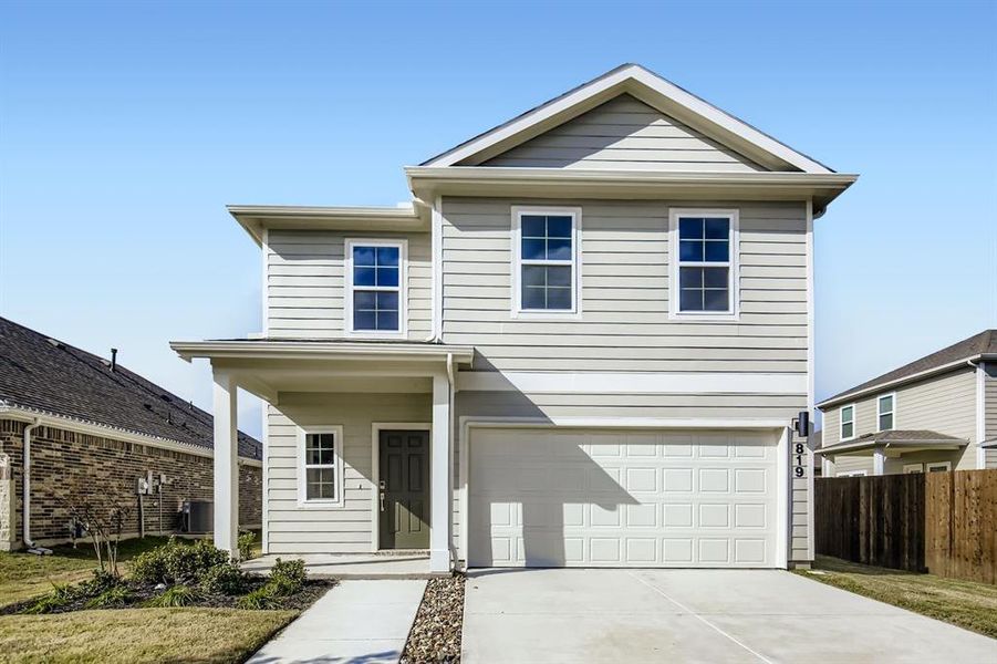 Front exterior of a new home in Ambergrove, Royse City, TX, highlighting curb appeal (Image 1).