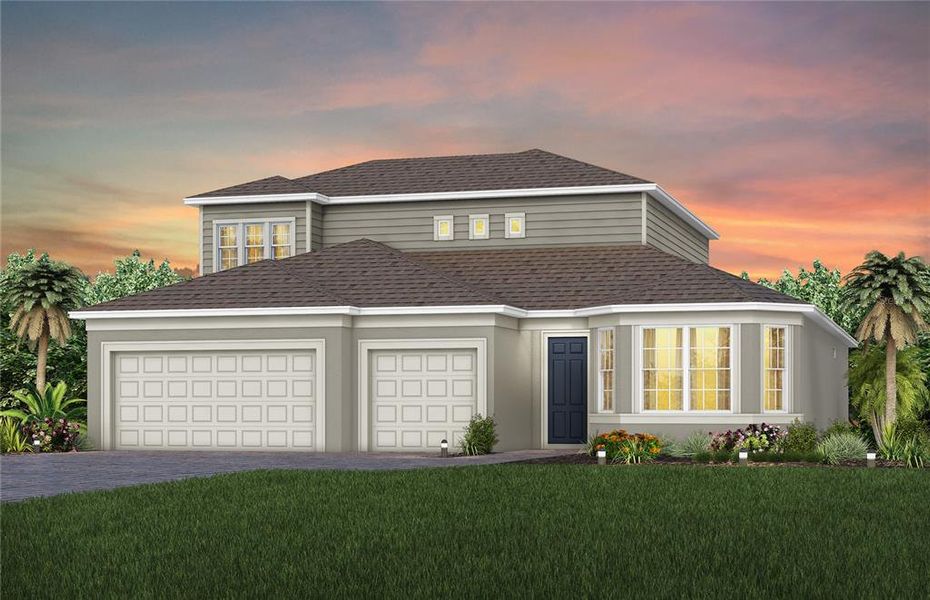 Exterior Design. Artistic rendering for this new construction home. Pictures are for illustrative purposes only. Elevations, colors and options may vary.