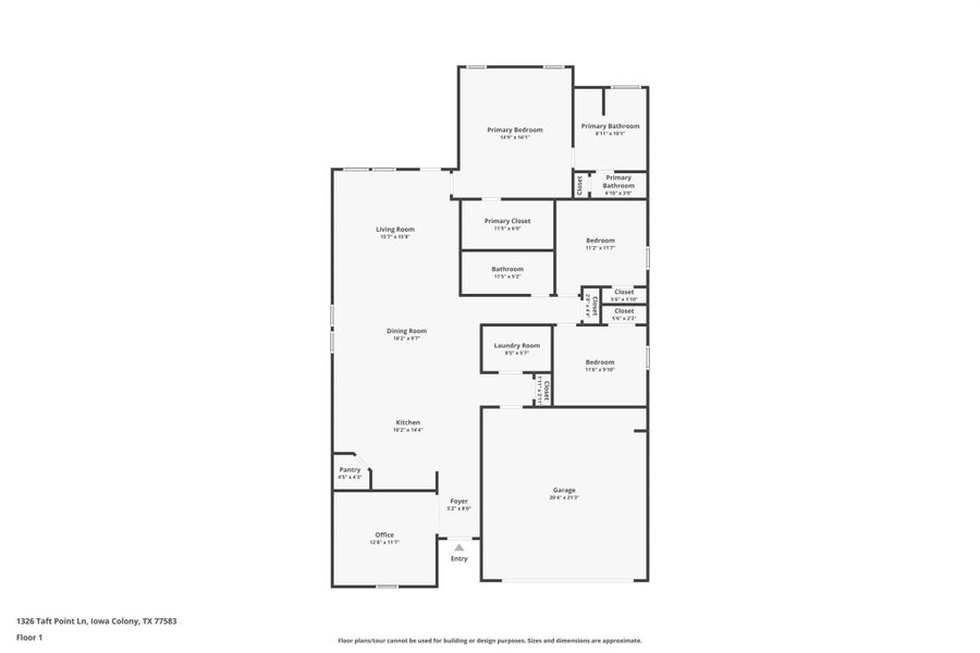 2D floor plan layout of this home in Sierra Vista, Iowa Colony, TX (Image 5).