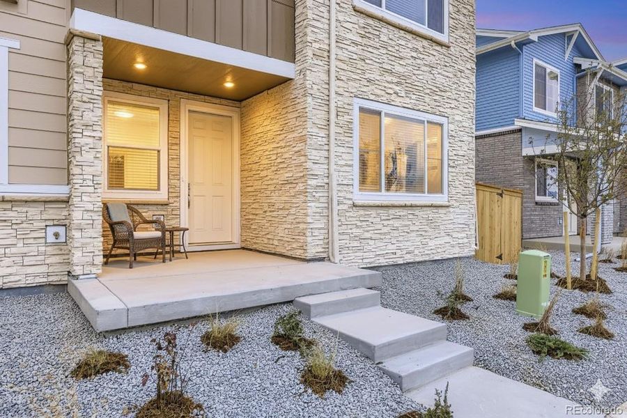 Virtually Staged: front porch overlooking park