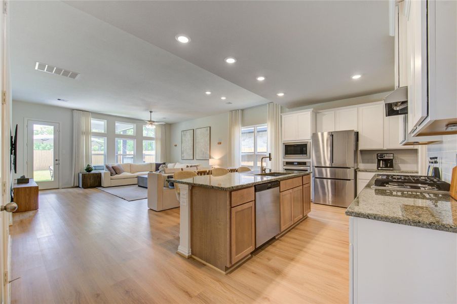 A massive open floor plan with high ceilings and lots of natural light!