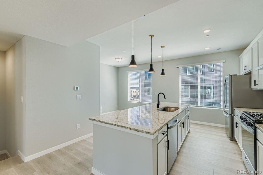 Pendant lighting over Kitchen island
