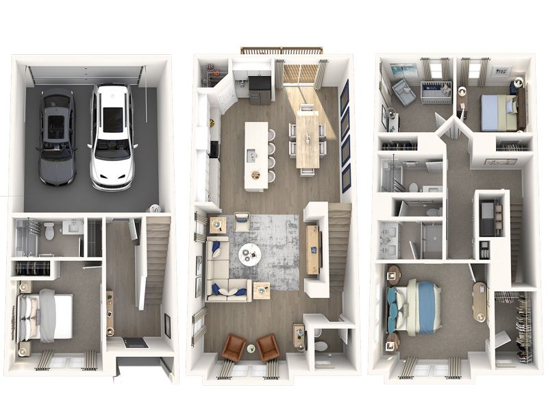 2D floor plan layout of this home in Greystone - Highland Townhomes, Smyrna, TN (Image 3).